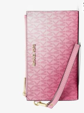 MICHAEL KORS JST Lg Double Zip Ombré Signature Logo Wristlet Phone
Carnation
NWT